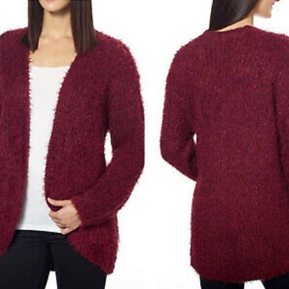 KENSIE Open Front Eyelash Style Cardigan Sweater - Picture 4 of 4